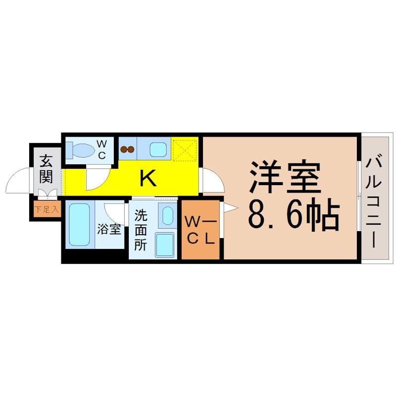 プリムヴェール(1K/3階)の間取り写真