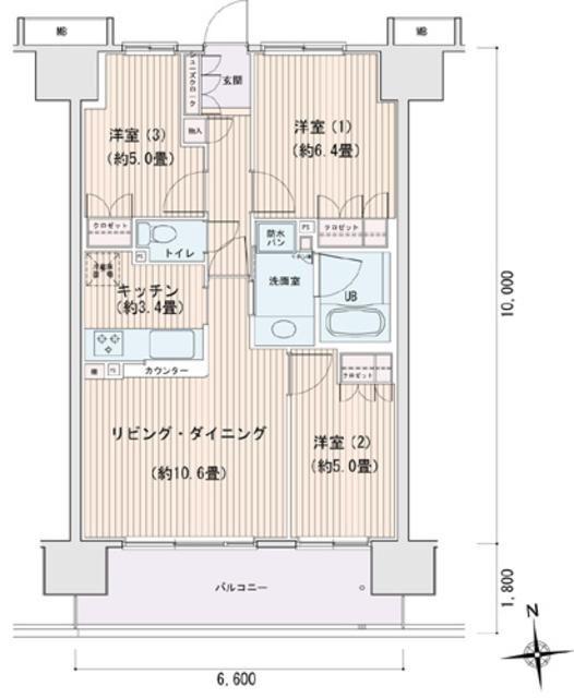 エスティメゾン豊洲レジデンスC棟(3LDK/6階)の間取り写真