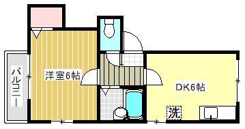セレハウス(1DK/1階)の間取り写真