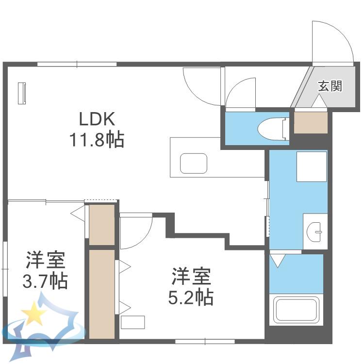 SPARKLE 裏参道(2LDK/2階)の間取り写真