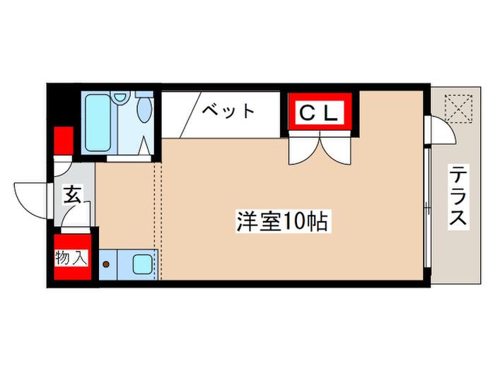 コーポベルB棟(ワンルーム/1階)の間取り写真