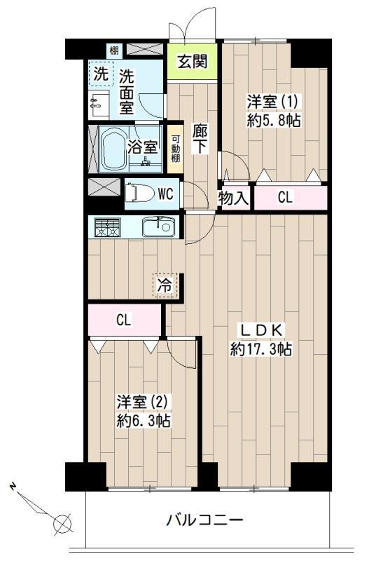 コトー多摩川(2LDK/2階)の間取り写真