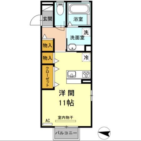 JR東海道本線 相見駅 徒歩3分 2階建 築10年(ワンルーム/2階)の間取り写真
