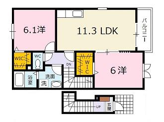花水木 一番館(2LDK/2階)の間取り写真