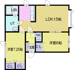 エルジュールA(2LDK/2階)の間取り写真