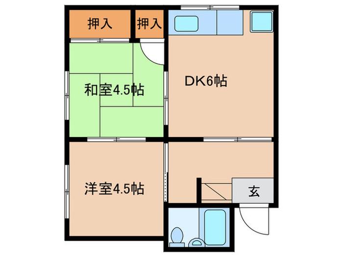 デメテルコパック(2DK/2階)の間取り写真