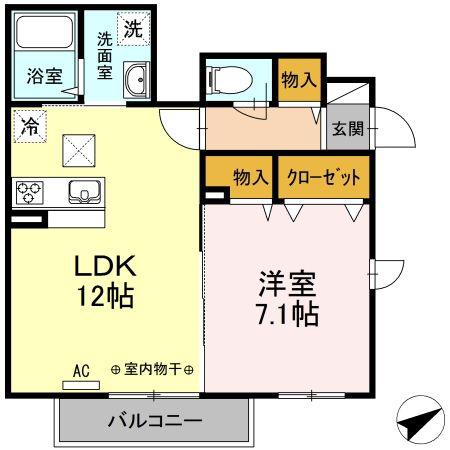 カサデ白楽(1LDK/1階)の間取り写真