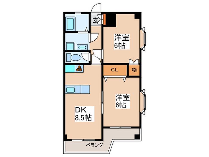 タピオラ(2DK/2階)の間取り写真