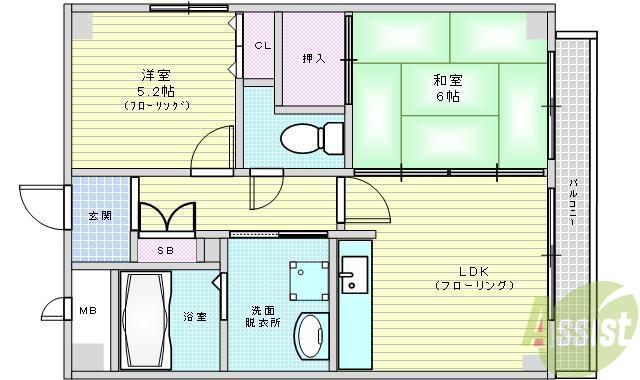 アンジュルーブル(2LDK/3階)の間取り写真