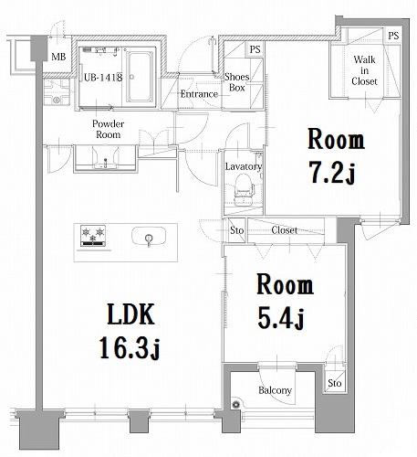 エンクレスト呉服町(2LDK/14階)の間取り写真