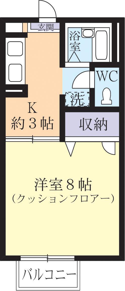 ディアスさくらC(1K/1階)の間取り写真
