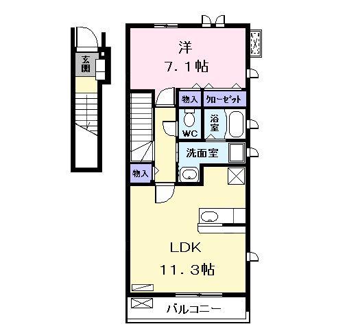 DIACRANE榮(1LDK/2階)の間取り写真