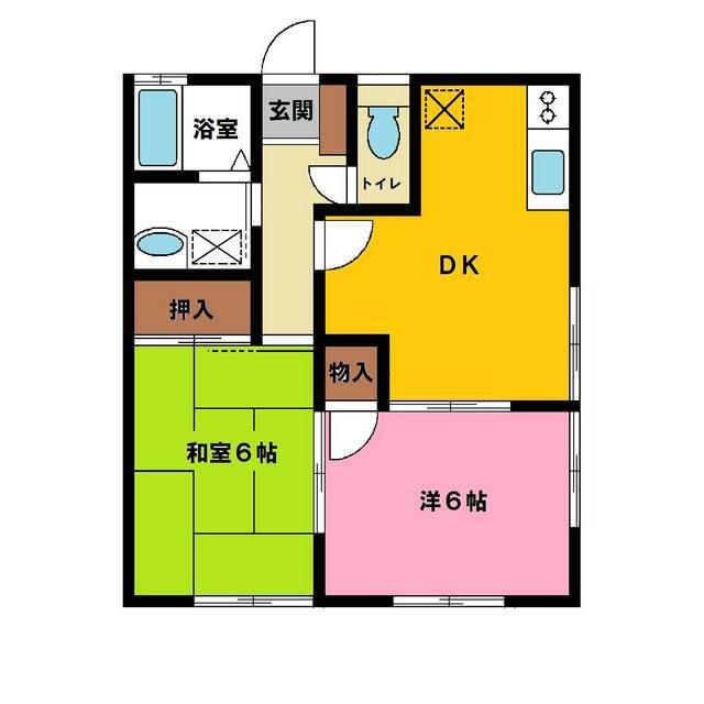 竹の上ハイツNO.2(2DK/2階)の間取り写真