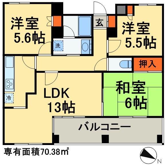 パティオス8番街(3LDK/4階)の間取り写真