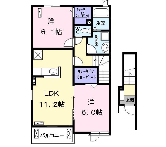 ロンコートII(2LDK/2階)の間取り写真