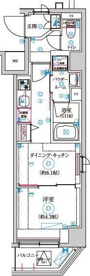 セジョリ高井戸II(1DK/6階)の間取り写真