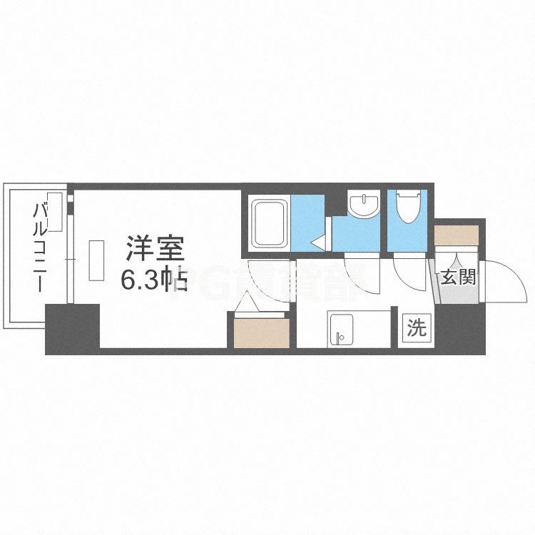 ララプレイス難波メティス(1K/6階)の間取り写真