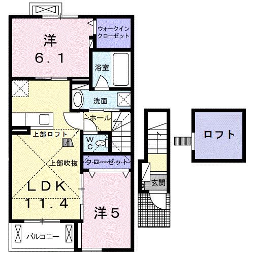 JADEHOUSE D(2LDK/2階)の間取り写真