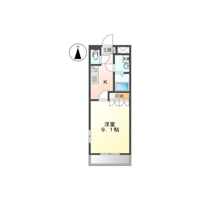 ボザール峯(1K/1階)の間取り写真