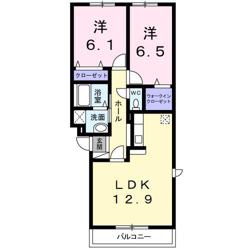 ラ エスペランサ(2LDK/2階)の間取り写真