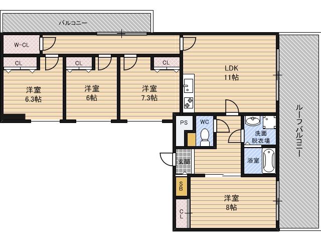レジデンス都島(4LDK/7階)の間取り写真