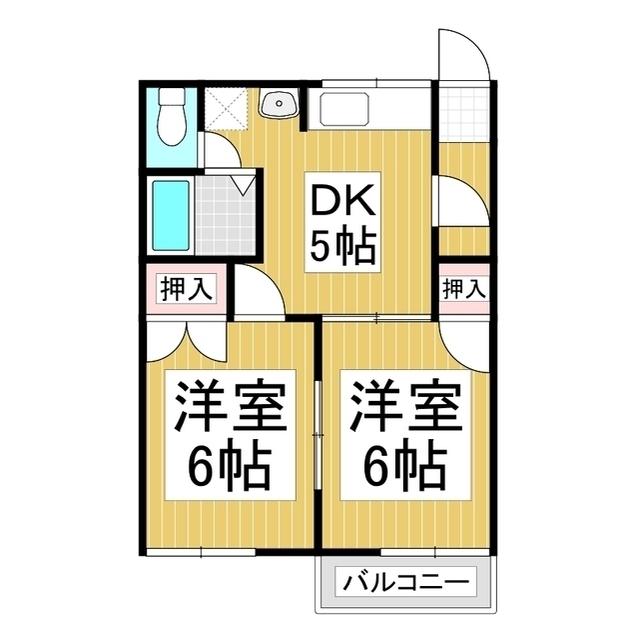 フラワーフォーブル(2DK/2階)の間取り写真