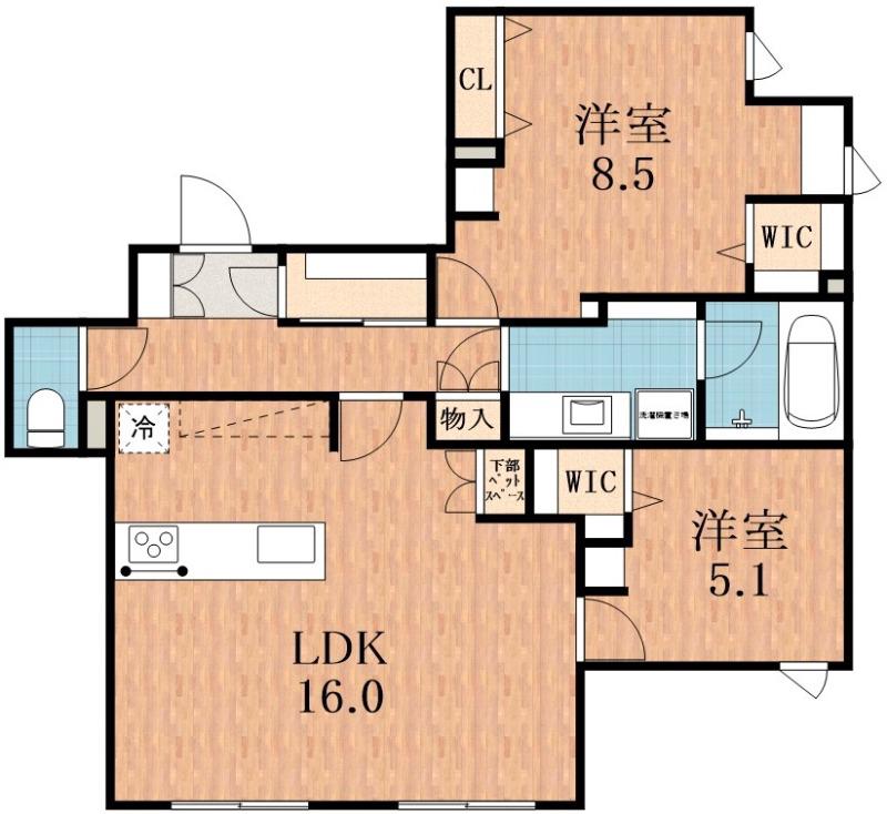 & FUMINOSATO(2LDK/3階)の間取り写真