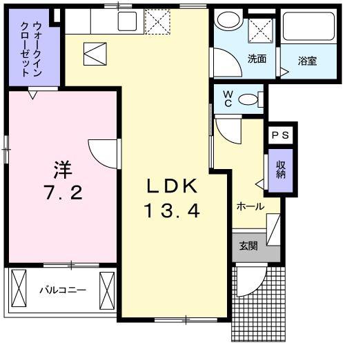 ア・ラ・モード中撫川II(1LDK/1階)の間取り写真