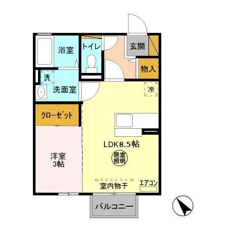 サングリエB(1LDK/2階)の間取り写真