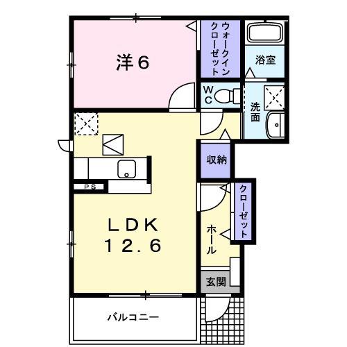 サンフレンズ C(1LDK/1階)の間取り写真