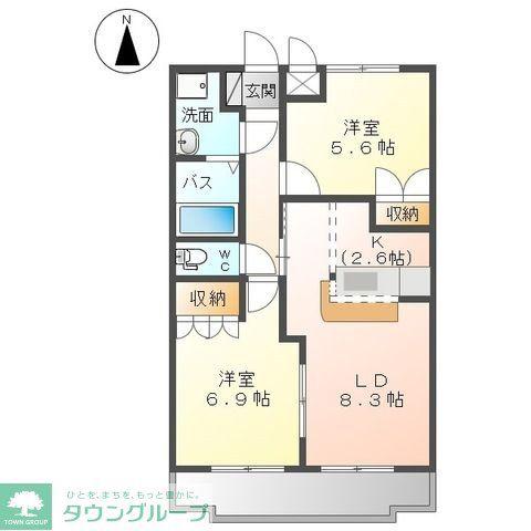 シャンティ(2LDK/1階)の間取り写真