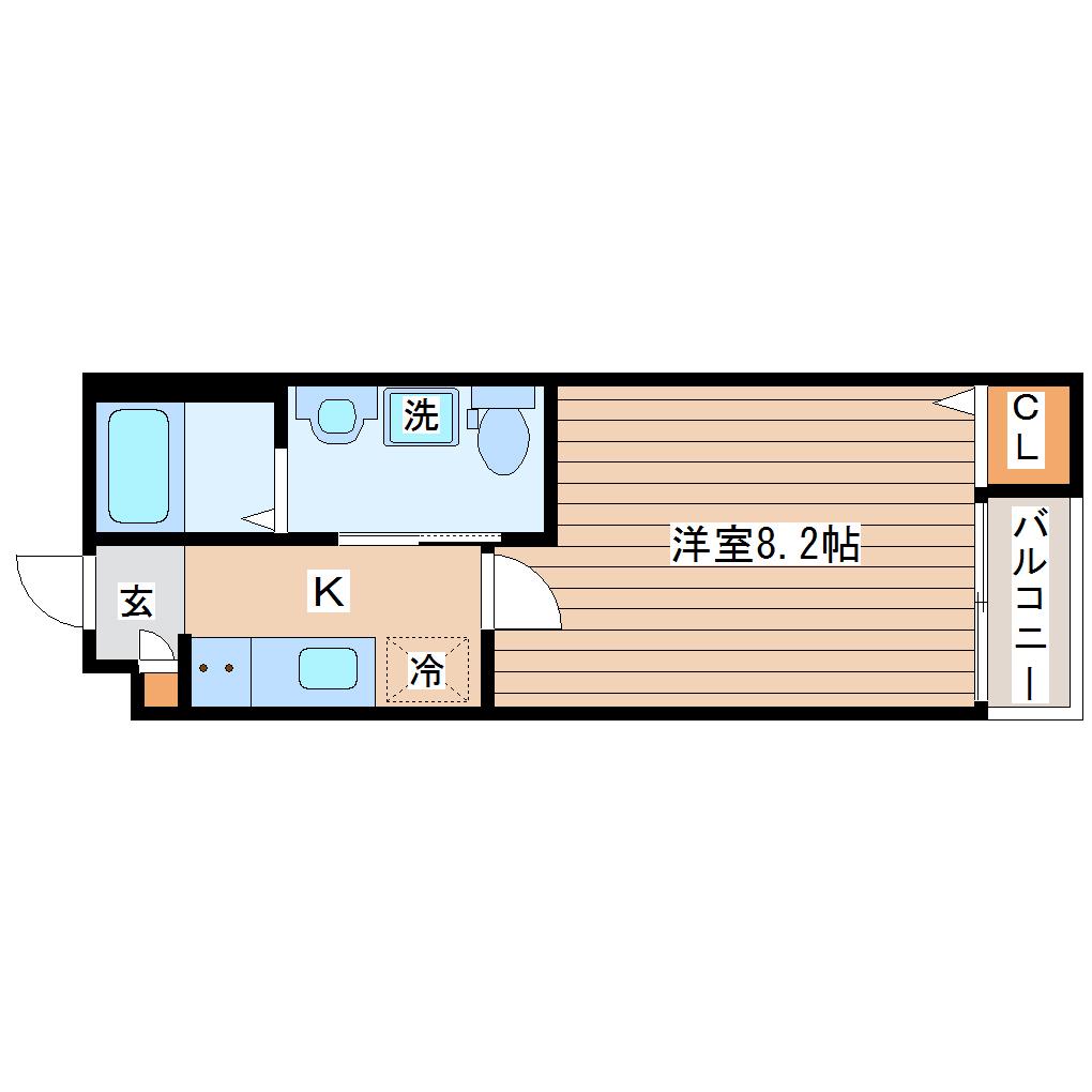 BRIX仙台長町(1K/2階)の間取り写真