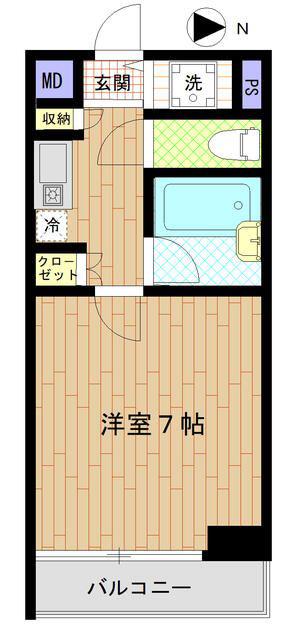 ミッテル三田II(1K/7階)の間取り写真