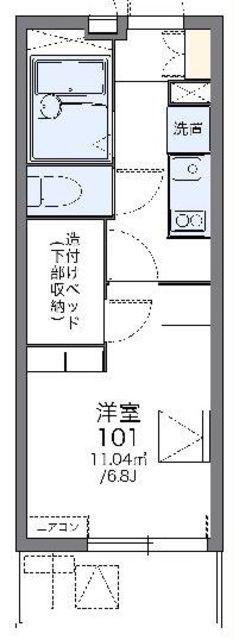 レオパレス都(1K/1階)の間取り写真
