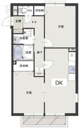サンビレッジ弥生の森(2DK/1階)の間取り写真