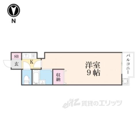 シティコア30朱雀(1K/2階)の間取り写真