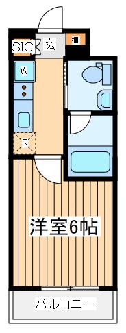 プレール・ドゥーク川崎Ⅱ(1K/4階)の間取り写真