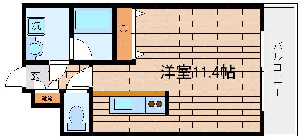 パレス東洋神戸6号館(ワンルーム/8階)の間取り写真