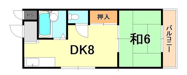 サンハイムいずみ(1DK/2階)の間取り写真