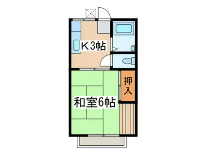 さがみ野ハイツA(1K/2階)の間取り写真