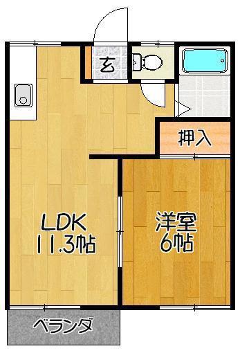 コーポ立野(1LDK/1階)の間取り写真