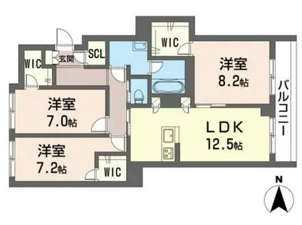 ラッキーエイト1号館(3LDK/3階)の間取り写真