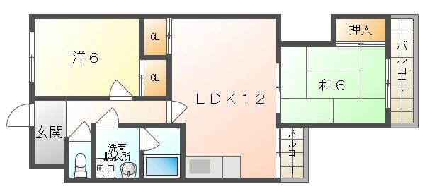 リバーサイド仁和寺(2LDK/1階)の間取り写真