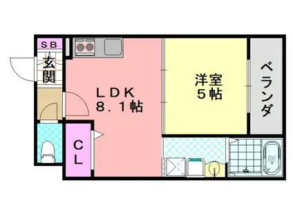 GRANDIR加美鞍作(1LDK/3階)の間取り写真