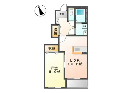 サンテラス(1LDK/1階)の間取り写真