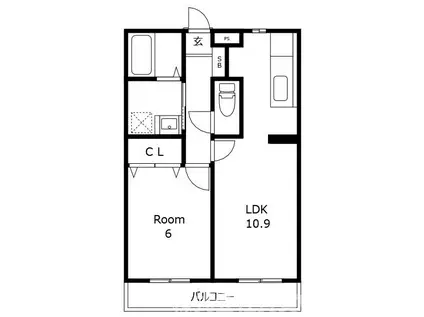 エスポワール2(1LDK/2階)の間取り写真