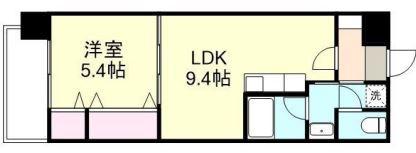 COCO白楽町(1LDK/9階)の間取り写真