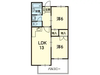 グリーンヒル武蔵(2LDK/3階)の間取り写真