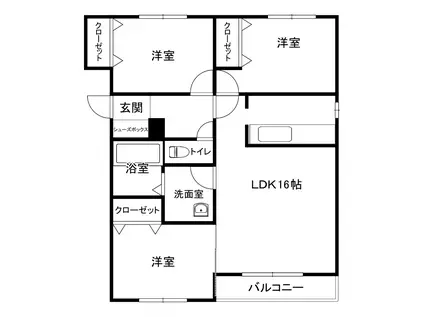 旭川市東光6条6丁目3LDKマンション(3LDK/3階)の間取り写真