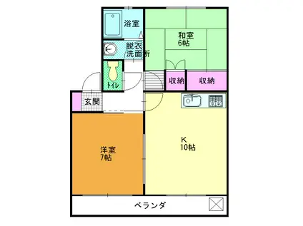 グリーンパークレジデンスB(2LDK/2階)の間取り写真